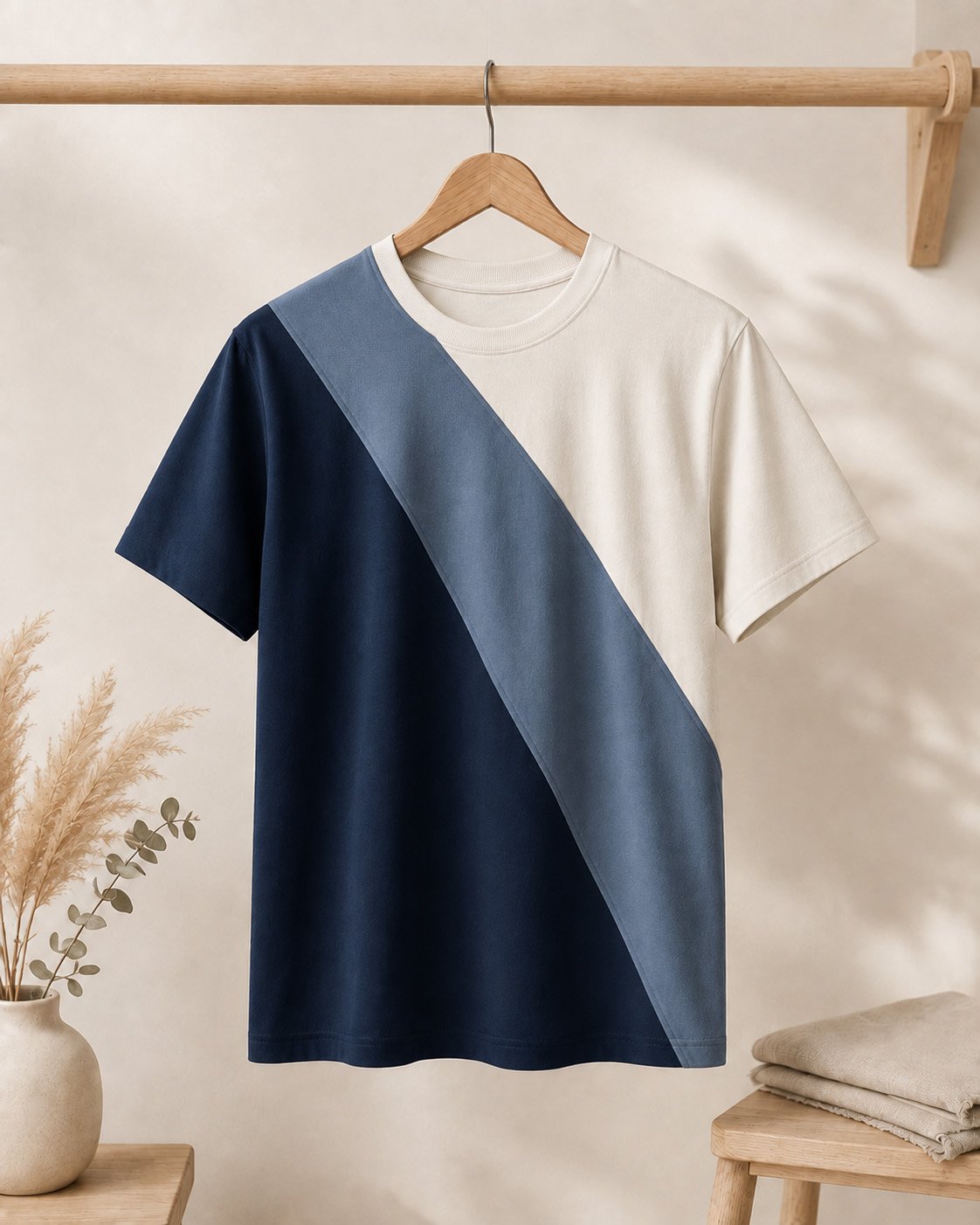 Off-White Navy & Blue Diagonal Color-Block T-Shirt